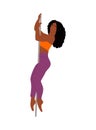 Black woman Pole dancer in colorful sportswear. Royalty Free Stock Photo