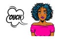 Black woman pop art oops ouch face Royalty Free Stock Photo