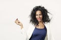 Black woman with red lipstick smile to camera Royalty Free Stock Photo