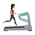 Black woman running on treadmill, sport, fitness, athletics