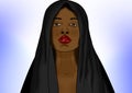 Black woman in a black scarf or veil of clothe