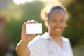 Black woman showing credit card Royalty Free Stock Photo