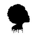 Black woman silhouette of the face. African American girl. Curly hair. Vector illustration on white isolated background. For