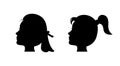 Black woman silhouette icon. Face profile of girl for hairstyle salon, beauty background. Lady portraits. vector