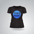 Black woman T-shirt with short sleeves mock up, place for print Royalty Free Stock Photo