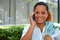 Black woman talking on the phone