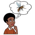 Black Woman thinking about a Mosquito