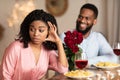 Black Woman On Unsuccessful Date In Restaurant Royalty Free Stock Photo