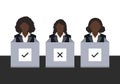 Black Woman voter at polling station vector ep14