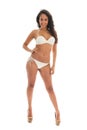 Black woman in white bikini Royalty Free Stock Photo