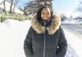 black woman on winter season with coat Royalty Free Stock Photo