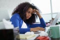 Black Woman Working from Home And Sneezing For Cold Royalty Free Stock Photo