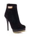 Black women ankle boot isolated on white Royalty Free Stock Photo
