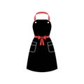 Black apron with red straps and a belt for women with two pockets Royalty Free Stock Photo