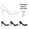 Black womens highheeled shoes exit in a dress.Different shoes single icon in cartoon style vector symbol stock Royalty Free Stock Photo