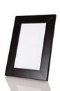 Black wood frame with reflexion on white background Royalty Free Stock Photo