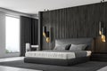 Black wood master bedroom corner Royalty Free Stock Photo