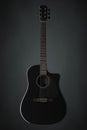 Black Wooden Acoustic Guitar. 3d Rendering