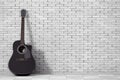 Black Wooden Acoustic Guitar. 3d Rendering Royalty Free Stock Photo