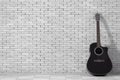 Black Wooden Acoustic Guitar. 3d Rendering Royalty Free Stock Photo