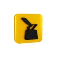 Black Wooden axe in stump icon isolated on transparent background. Lumberjack axe. Axe stuck in wood. Chopping wood