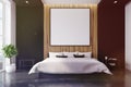 Black and wooden bedroom interior, poster toned Royalty Free Stock Photo