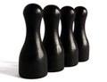 Black wooden bowling pins