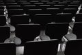 Black wooden chairs in rows Royalty Free Stock Photo