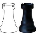 Black wooden chess figure rook isolated on white background. Chess piece Rook. Realistic vector illustration 3d and line Royalty Free Stock Photo