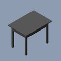 Black wooden children table. 3D flat style isometric vector illustration. Table in isometric isolated on grey background