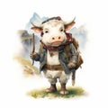 Charming Cartoon Yak Illustration Inspired By Frostpunk Style Royalty Free Stock Photo