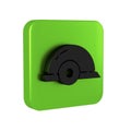 Black Worker safety helmet icon isolated on transparent background. Green square button.