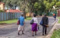 Black workers on their way to work in South Africa