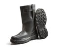 Black working leather hight boots Royalty Free Stock Photo