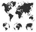 Black World Map with globes - vector Royalty Free Stock Photo