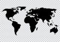 Black world map silhouette on transparent background Royalty Free Stock Photo