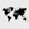 Black world map silhouette on transparent background Royalty Free Stock Photo