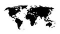 Black world map on white background. Europe, asia, south america, north america, australia, africa silhouette continent.