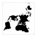 Black world map on white background.