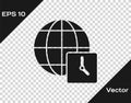 Black World time icon isolated on transparent background. Clock and globe. Vector Royalty Free Stock Photo