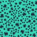 Black Worldwide icon isolated seamless pattern on green background. Pin on globe. Vector