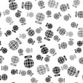 Black Worldwide icon isolated seamless pattern on white background. Pin on globe. Vector