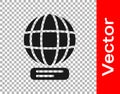 Black Worldwide icon isolated on transparent background. Pin on globe. Vector