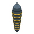 Black worm cocoon icon isometric vector. Evolution insect