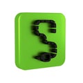 Black Worm icon isolated on transparent background. Fishing tackle. Green square button.
