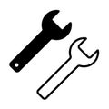 Black Wrench icon. Spanner icon. Service tool vector eps10. Wrench Icon in trendy flat style isolated on white background.