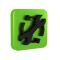 Black Wrench spanner and arrows as workflow icon isolated on transparent background. Adjusting, service, setting