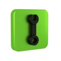 Black Wrench spanner icon isolated on transparent background. Green square button.