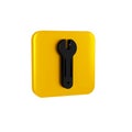 Black Wrench spanner icon isolated on transparent background. Spanner repair tool. Service tool symbol. Yellow square