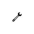 Black wrench or spanner silhouette icon isolated on white. house repair tool. Maintain, settings, support, fix button Royalty Free Stock Photo